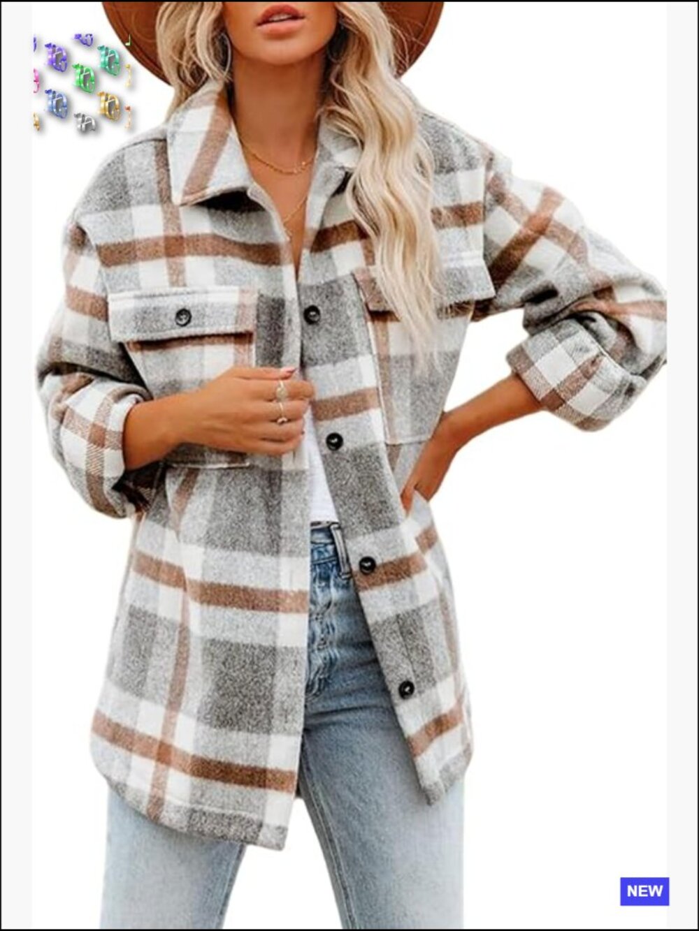 Flannel Plaid Shacket Oversized Button Down Long Sleeve Jacket with Pockets